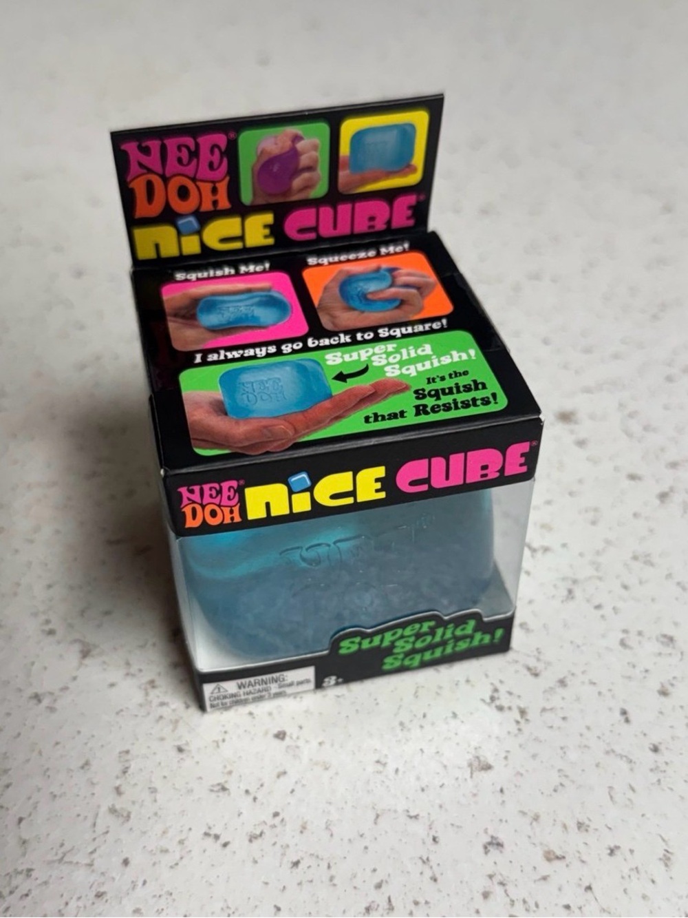 AUTHENTIC Nee Doh Nice Cube Super Solid Squish Fidget Toy Blue